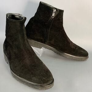 COMMON PROJECTS Size 8 Black Suede Side Zipper Ankle Boots